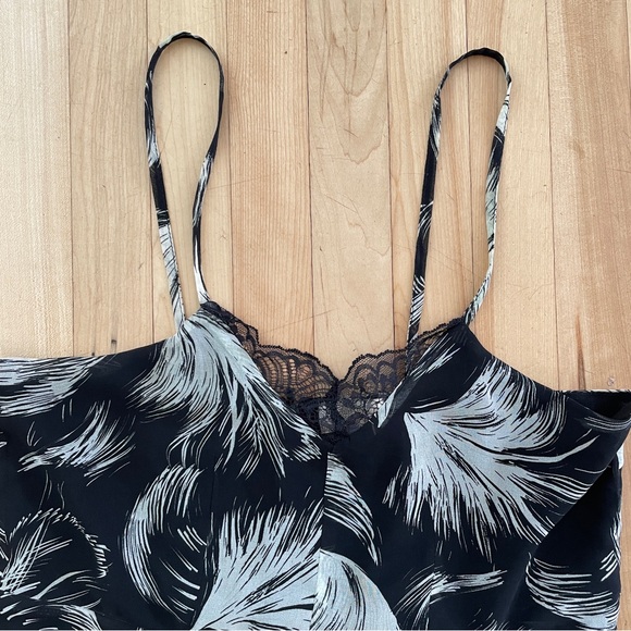 La Fée Maraboutée Black & White Feather Print Double Split Maxi Dress - Sz Eu 40 - Picture 3 of 16